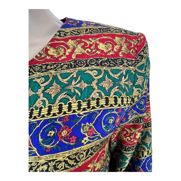 Vtg Talbot Petites 100% Silk Jacket Colorful Floral Print Button Front Sz 14 - Picture 4 of 8